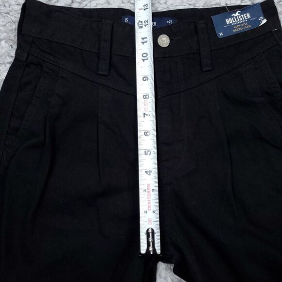 Hollister 1S High Rise Barrel Jeans Relaxed Black Pleated Front Size 25 x 23 - Picture 10 of 11